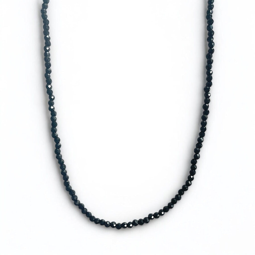Black Obsidian Beaded Necklace – 18K Gold-Plated
