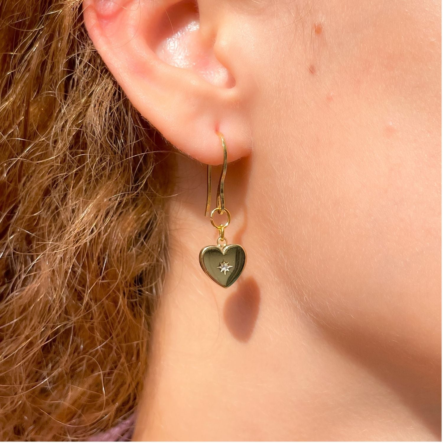 Santorini Heart Earrings with Cubic Zirconia – Gold or Silver