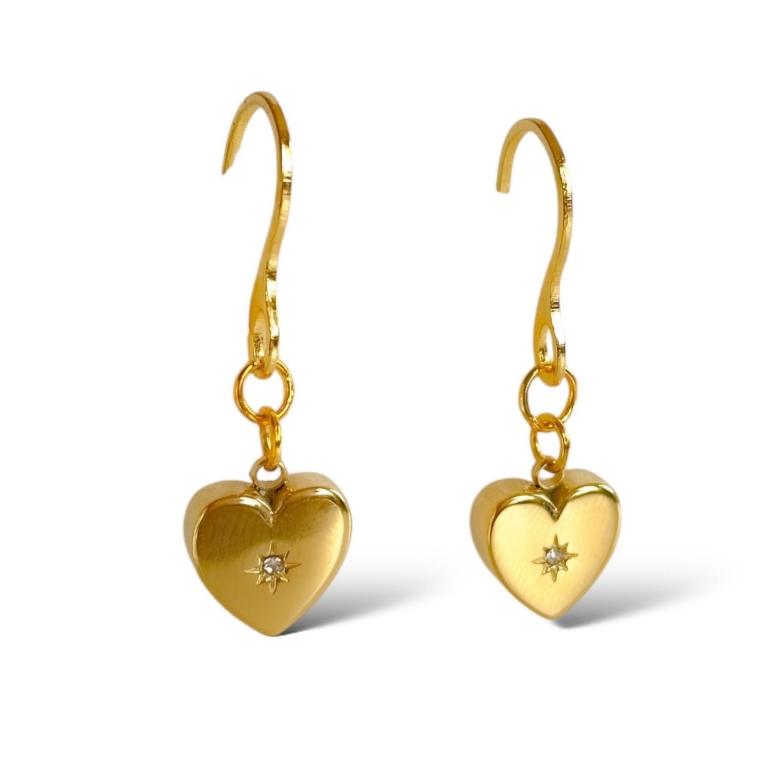 Santorini Heart Earrings with Cubic Zirconia – Gold or Silver