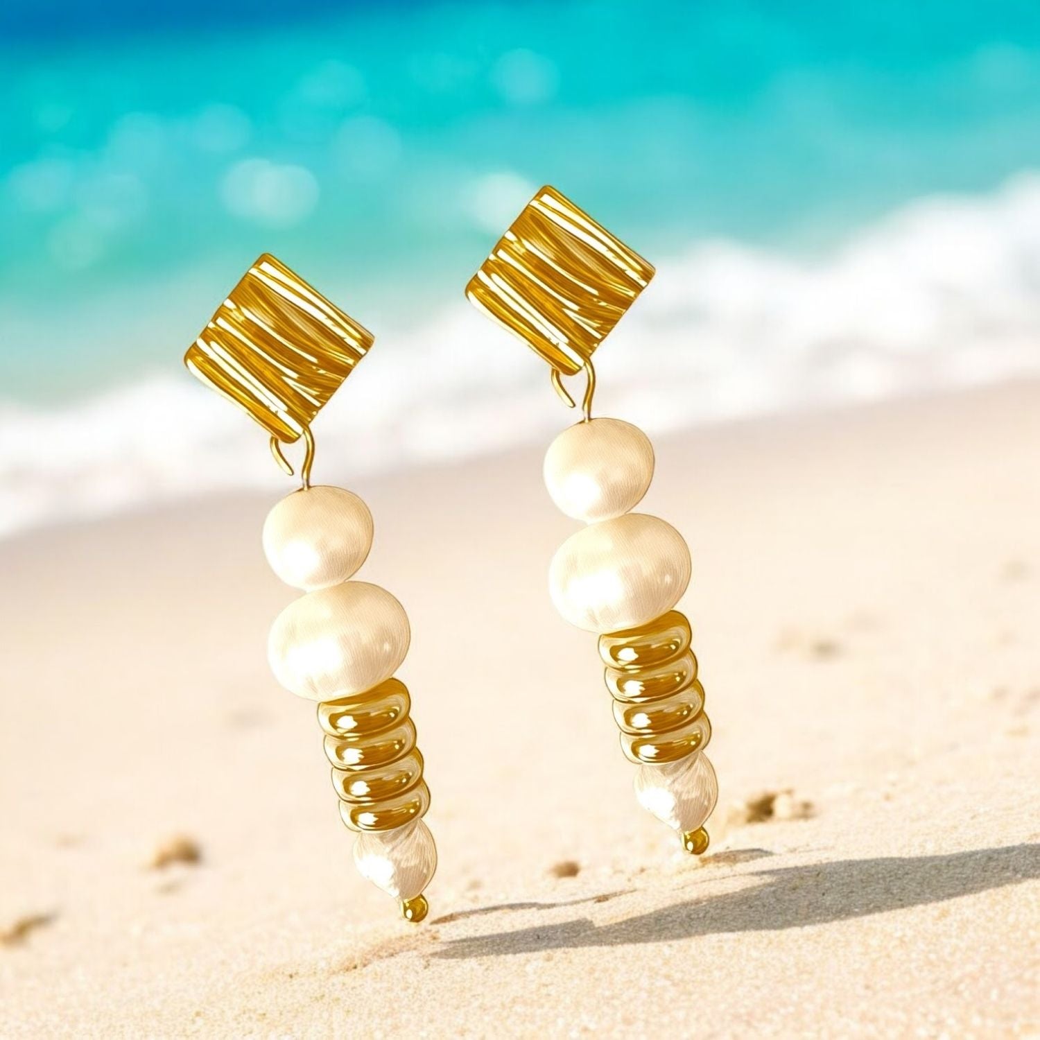 Mila Gold-Plated Drop Earrings with Akoya Baroque Pearls