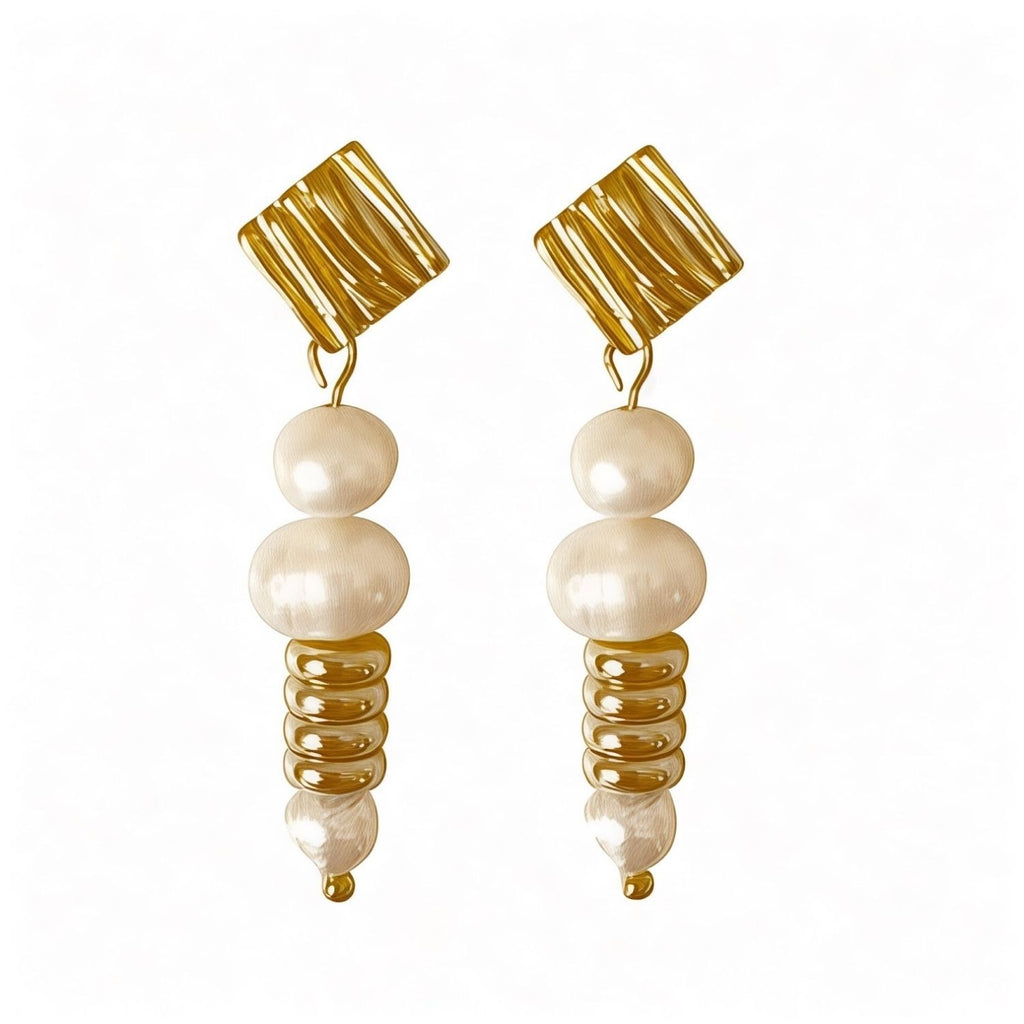 Mila Gold-Plated Drop Earrings with Akoya Baroque Pearls