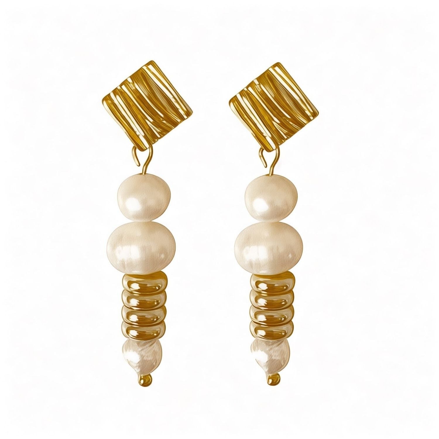Mila Gold-Plated Drop Earrings with Akoya Baroque Pearls