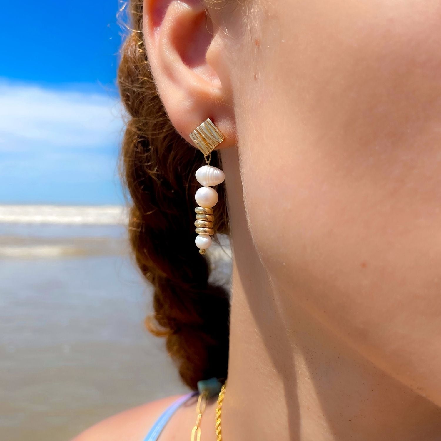 Mila Gold-Plated Drop Earrings with Akoya Baroque Pearls