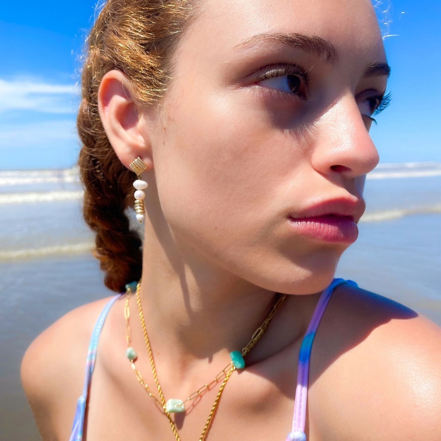 Mila Gold-Plated Drop Earrings with Akoya Baroque Pearls