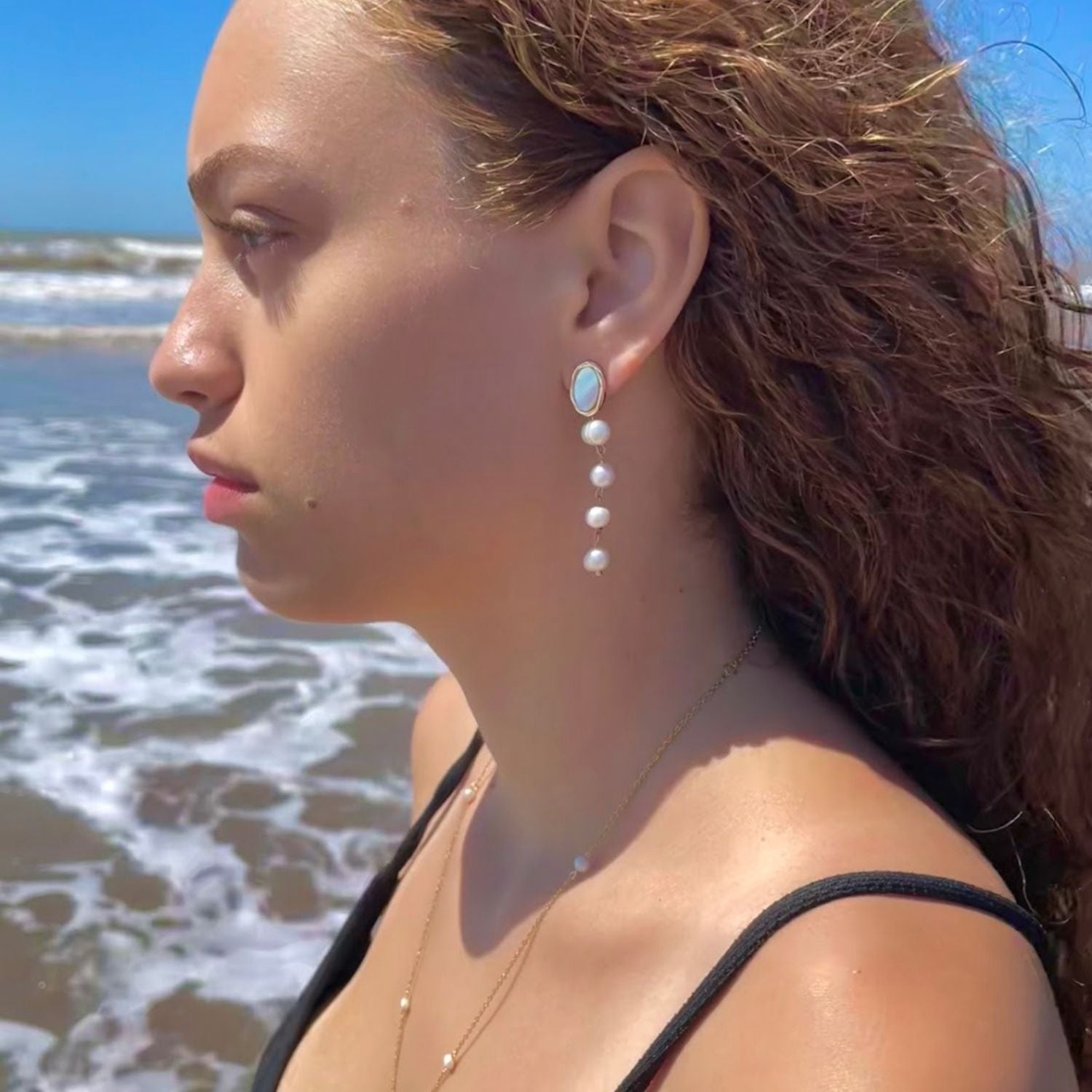 Samira Iridescent Shell & Akoya Pearl Drop Earrings