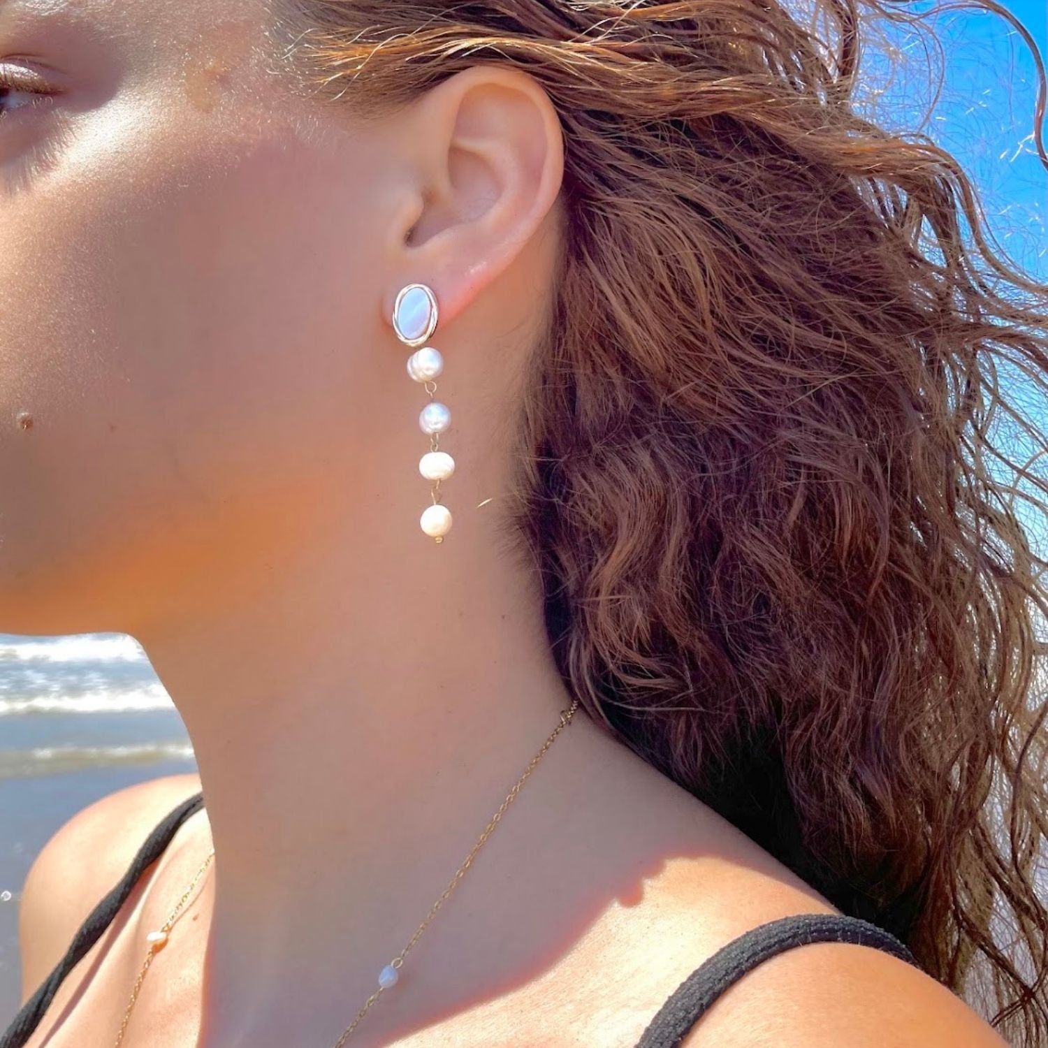 Samira Iridescent Shell & Akoya Pearl Drop Earrings