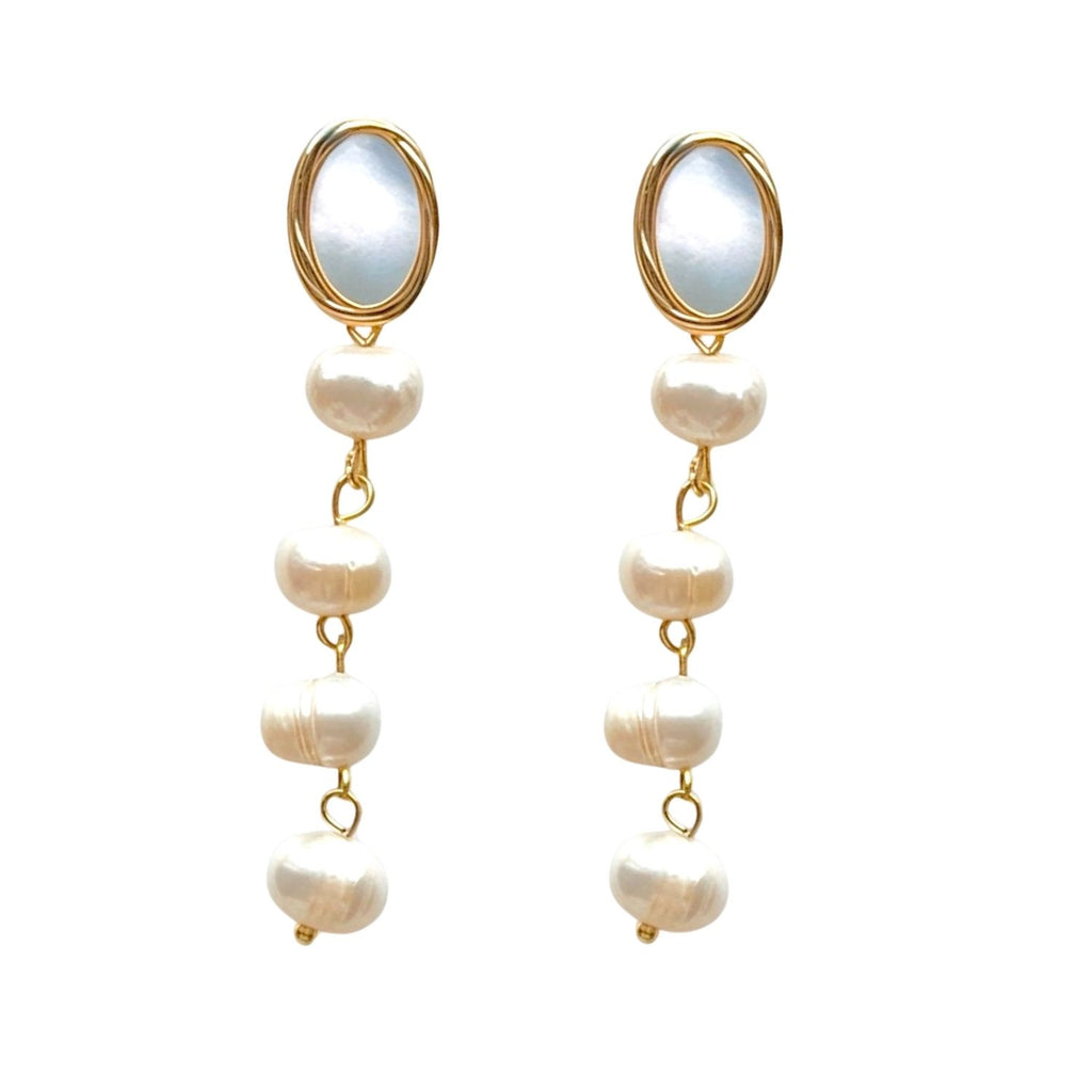 Samira Iridescent Shell & Akoya Pearl Drop Earrings