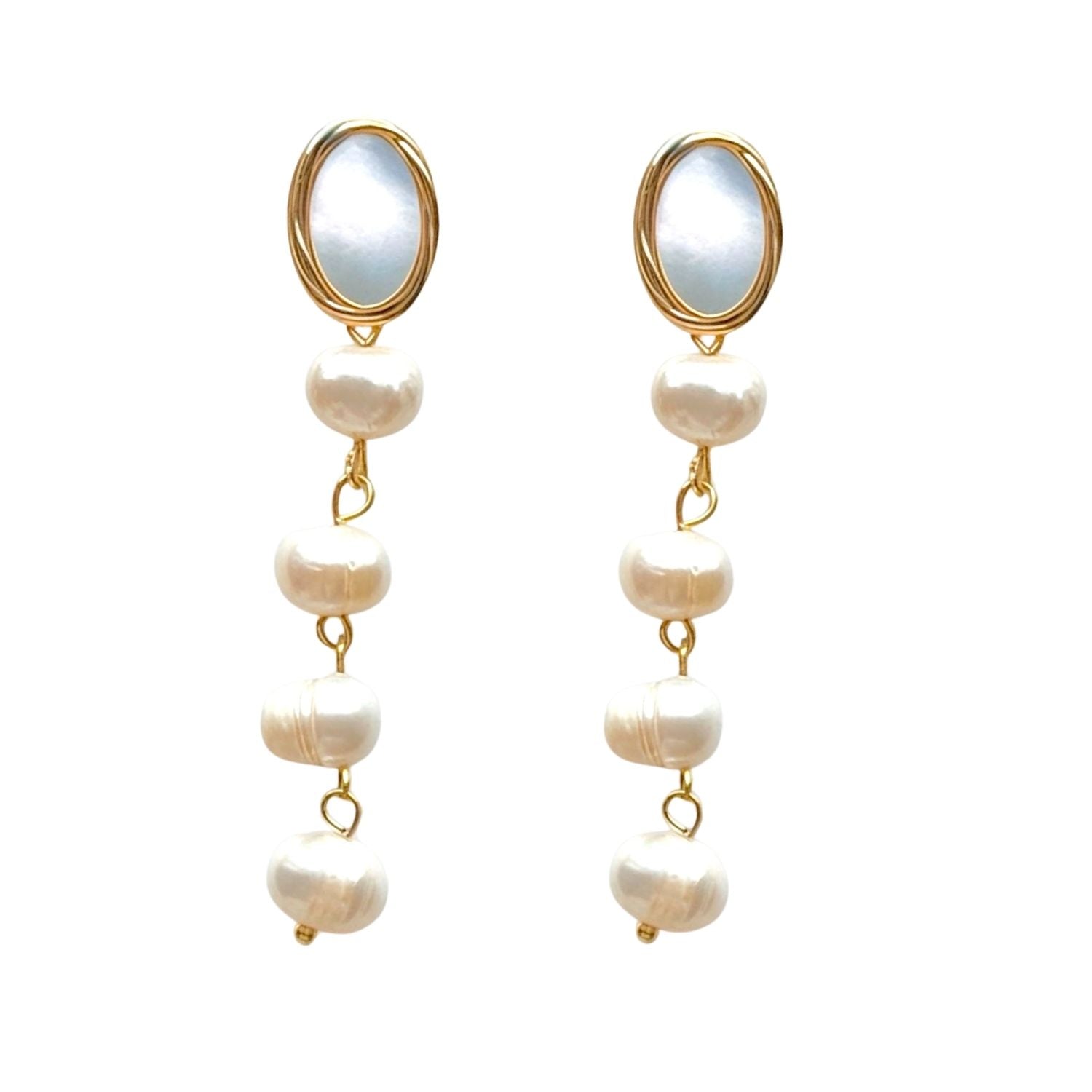 Samira Iridescent Shell & Akoya Pearl Drop Earrings