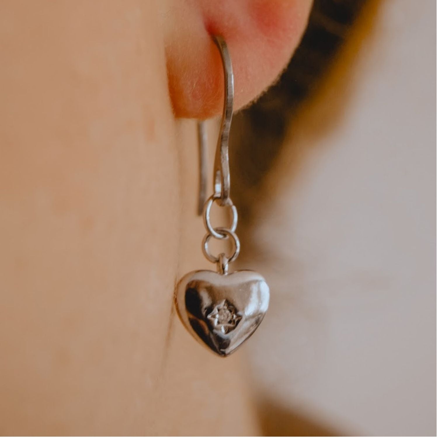 Santorini Heart Earrings with Cubic Zirconia – Gold or Silver
