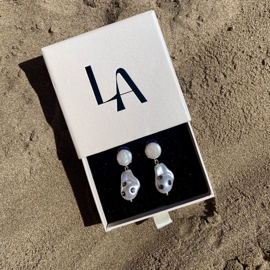 Monaco Gold-Plated Drop Earrings with Cubic Zirconia & Pearl