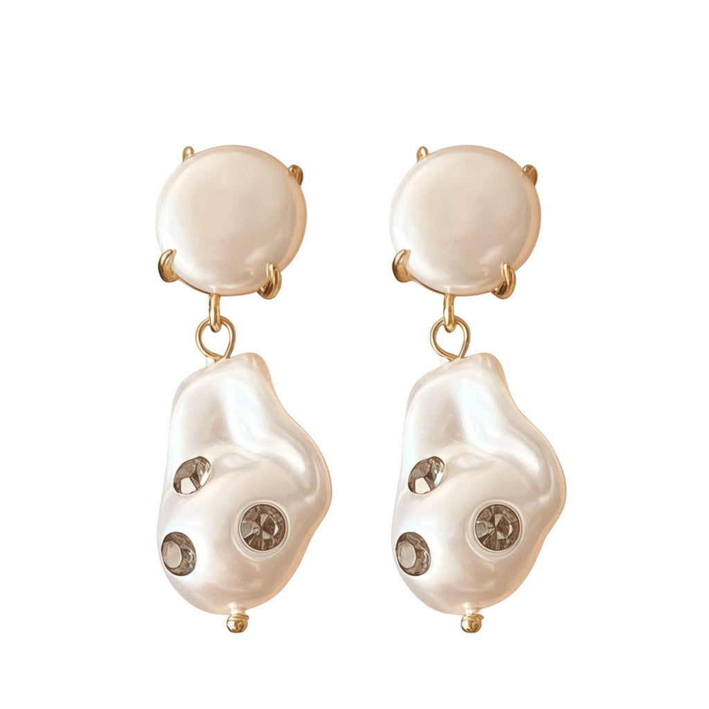 Monaco Gold-Plated Drop Earrings with Cubic Zirconia & Pearl