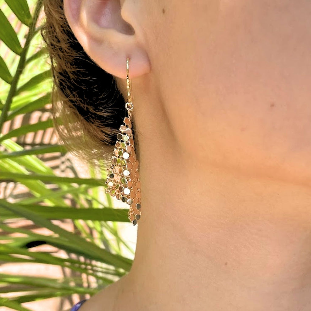 Chainmail Mesh Gold-Plated Statement Earrings