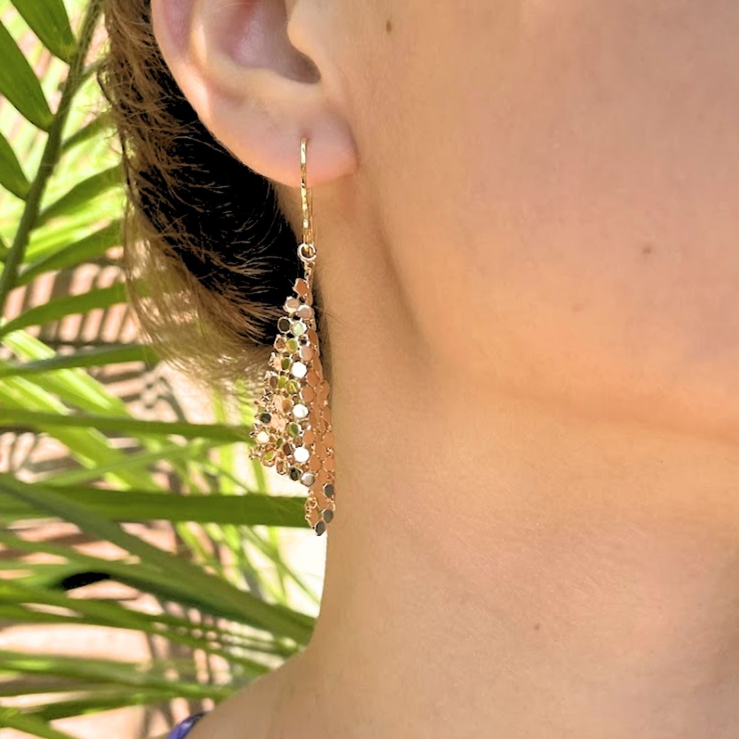 Chainmail Mesh Gold Earrings