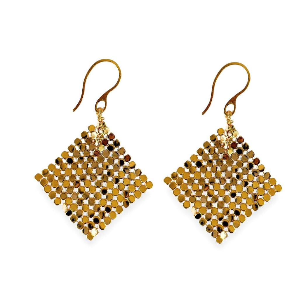Chainmail Mesh Gold-Plated Statement Earrings