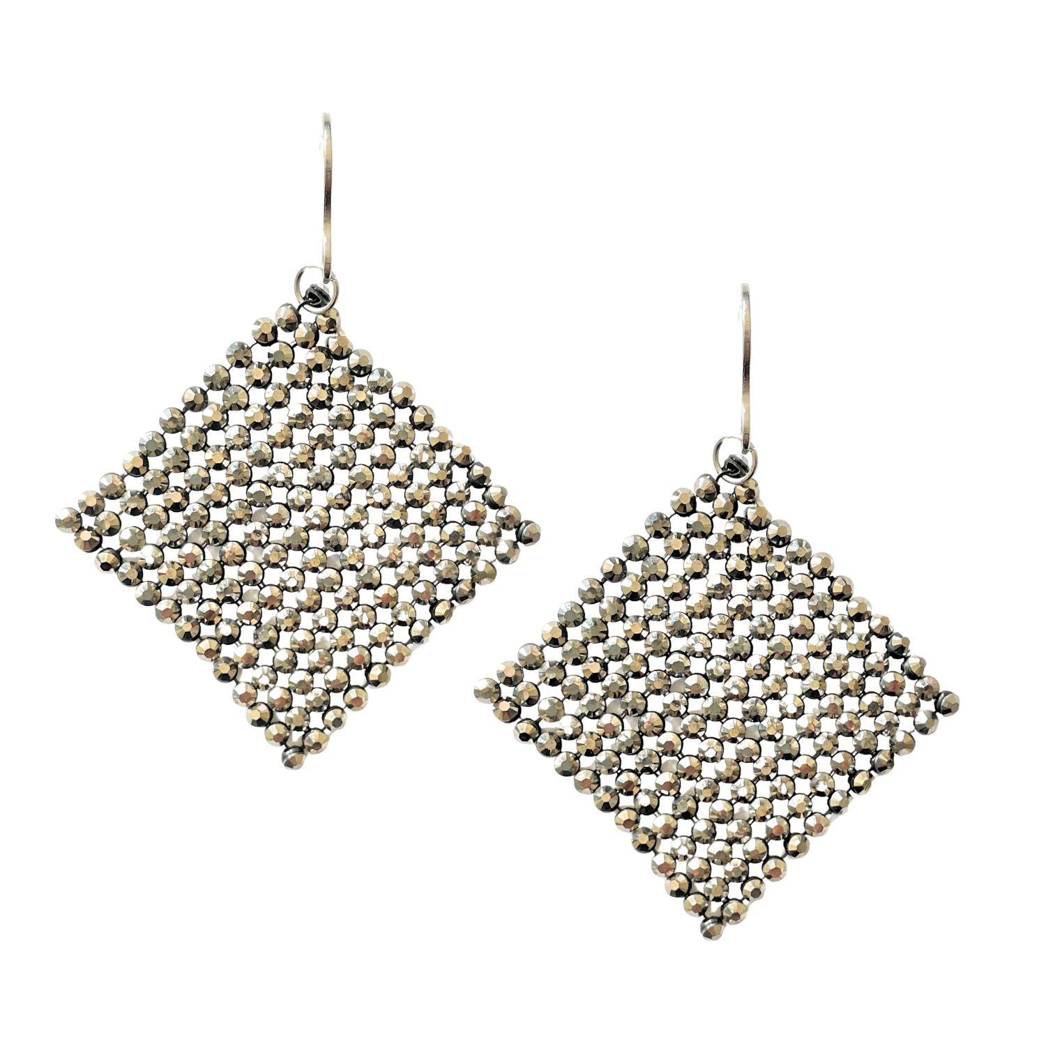 Silver Chainmail Mesh Statement Earrings