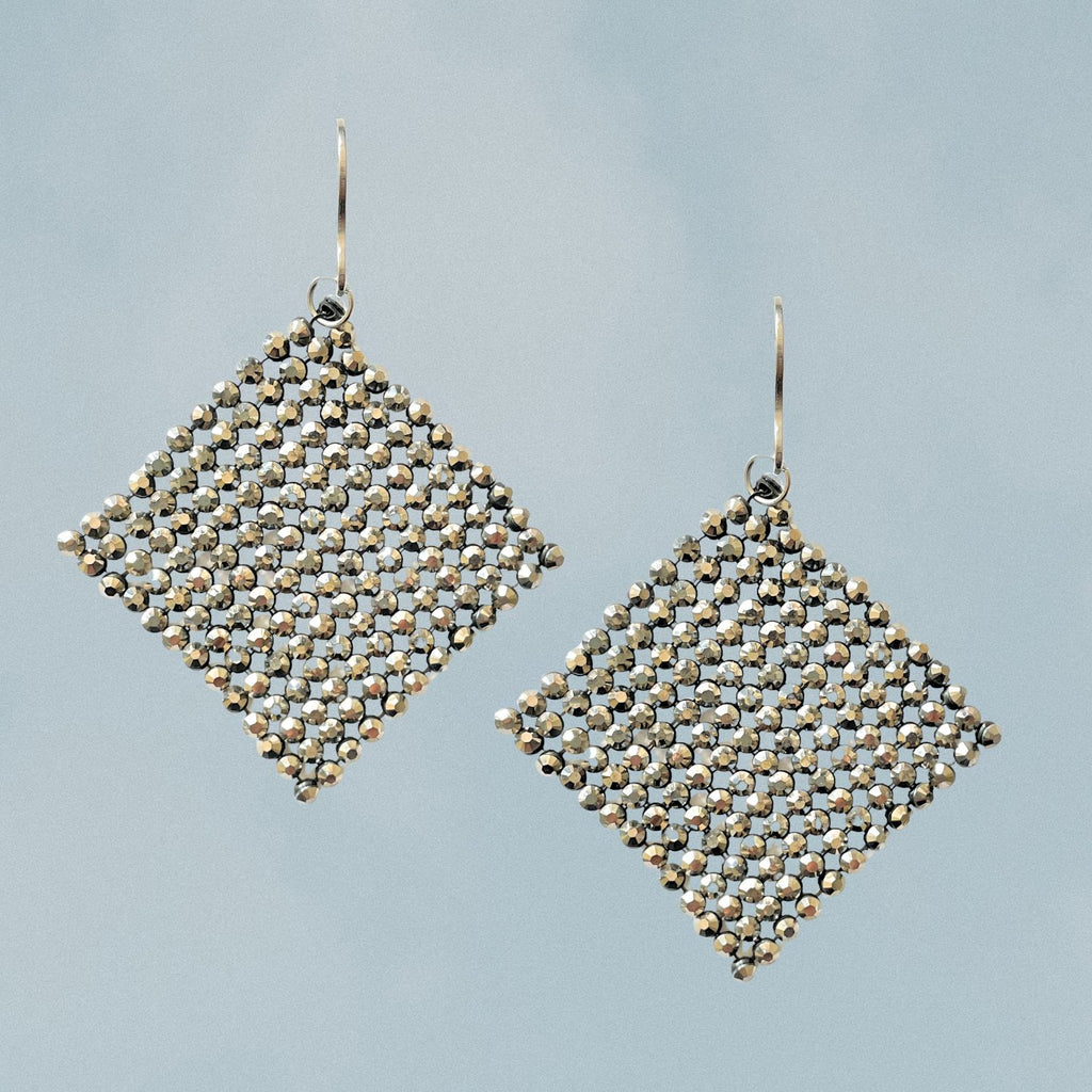 Silver Chainmail Mesh Statement Earrings