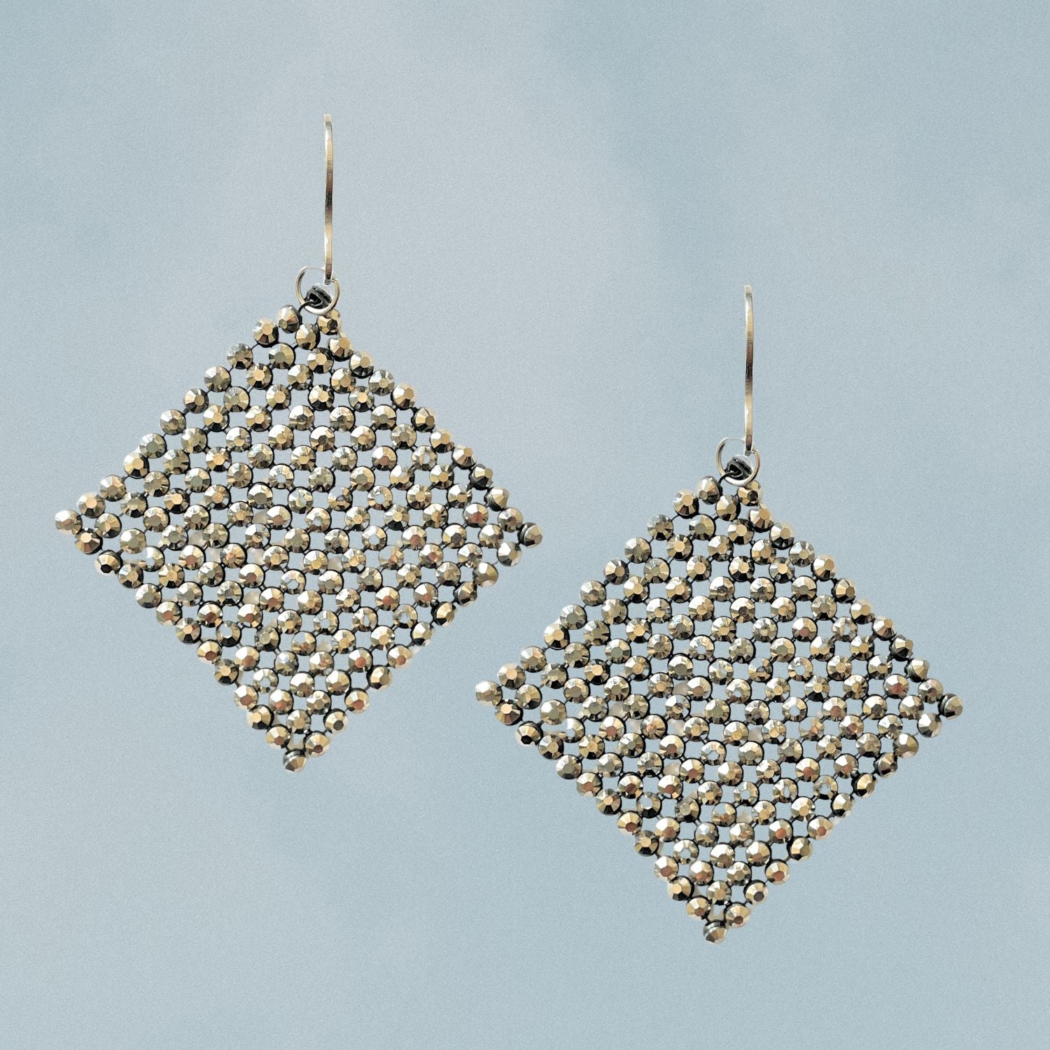 Silver Chainmail Mesh Statement Earrings