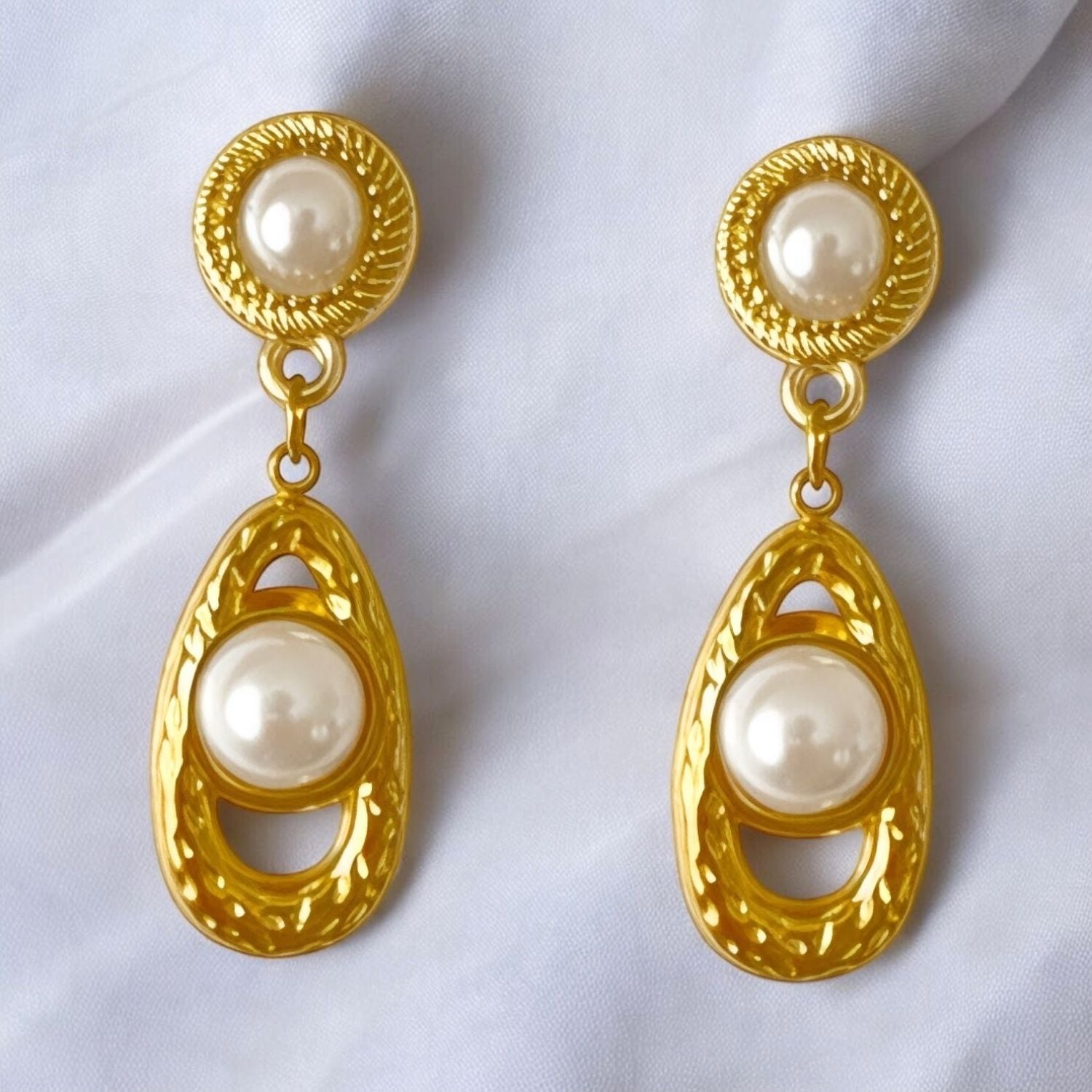 Sterling Silver 18K Gold-Plated Drop Earrings with Freshwater Pearls
