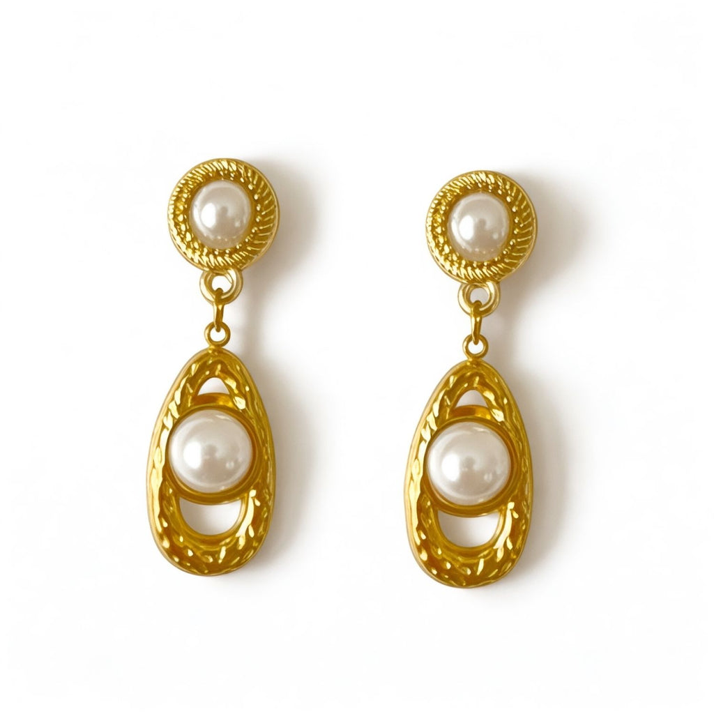 Sterling Silver 18K Gold-Plated Drop Earrings with Freshwater Pearls