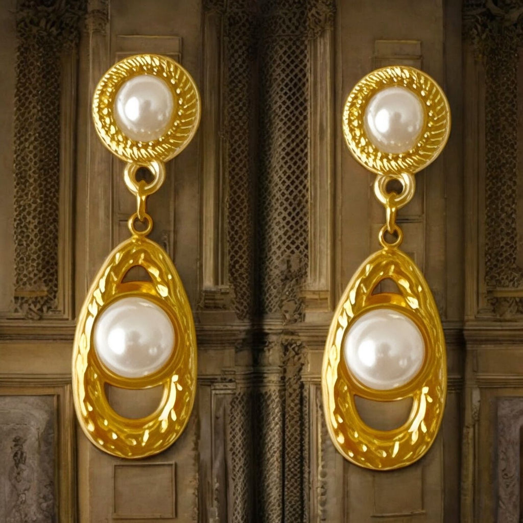Sterling Silver 18K Gold-Plated Drop Earrings with Freshwater Pearls