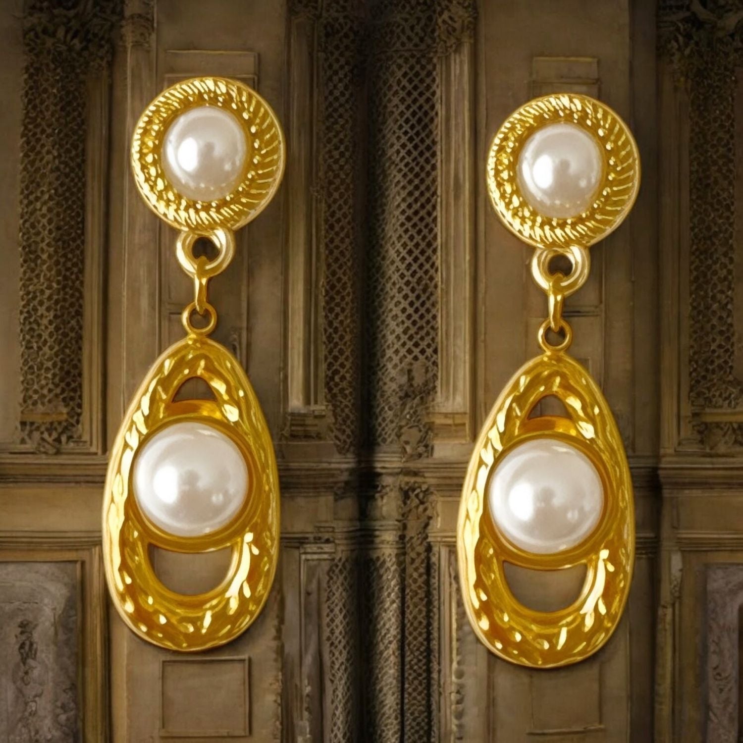 Sterling Silver 18K Gold-Plated Drop Earrings with Freshwater Pearls