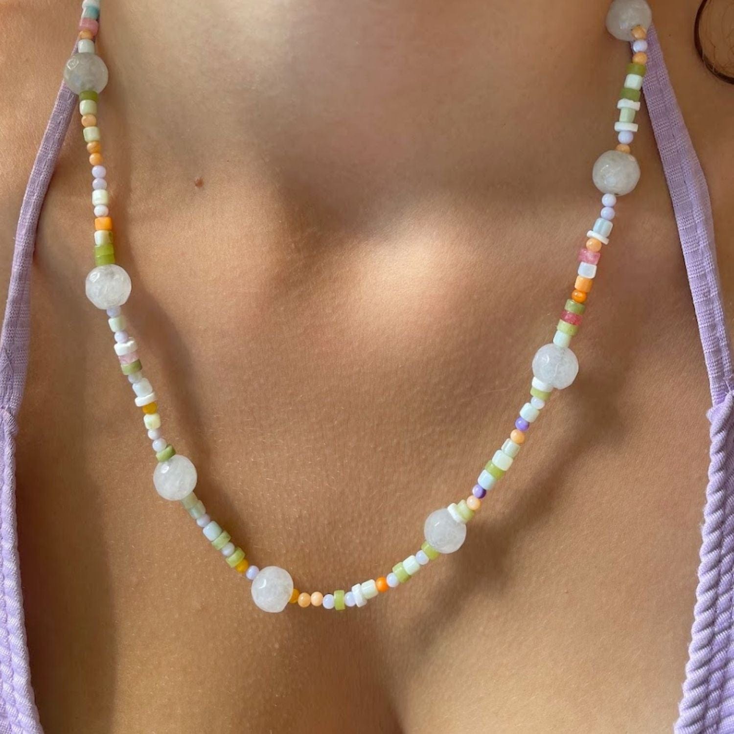 Multicolour Shell and Quartz Beaded Necklace