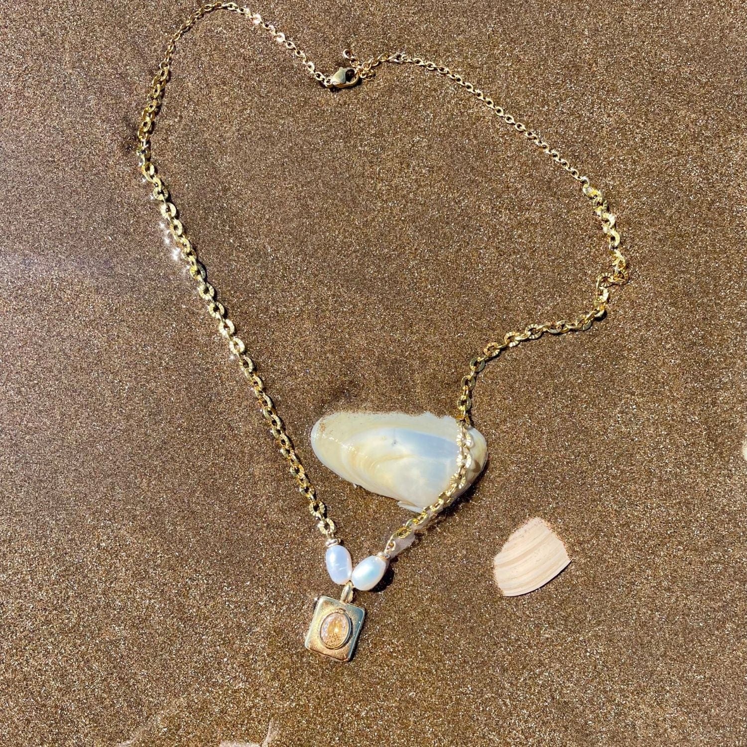 Gold-Plated Chain, Baroque Akoya Pearls & Cubic Zirconia