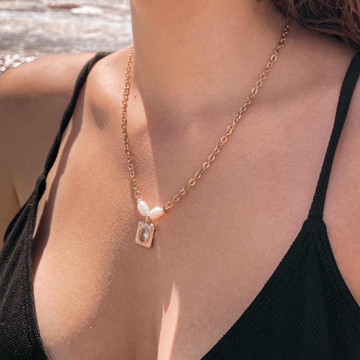 Gold-Plated Chain, Baroque Akoya Pearls & Cubic Zirconia