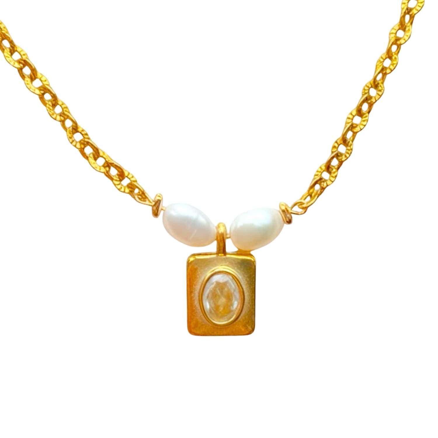 Gold-Plated Chain, Baroque Akoya Pearls & Cubic Zirconia