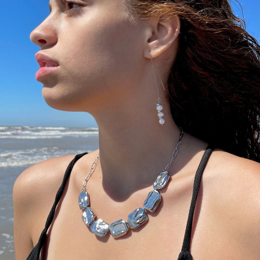 Renata- Baroque Resin Pearls and Silver-Plated Chains