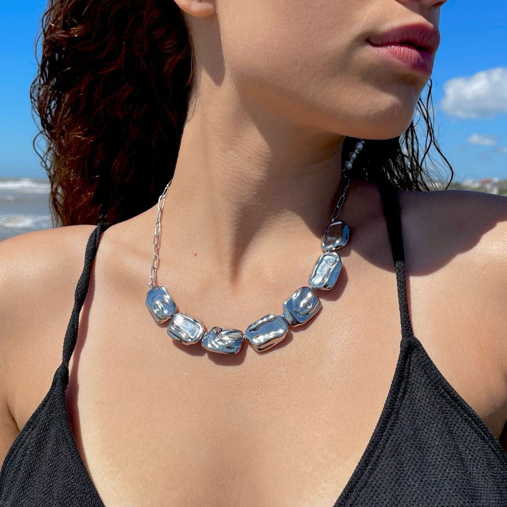 Renata- Baroque Resin Pearls and Silver-Plated Chains