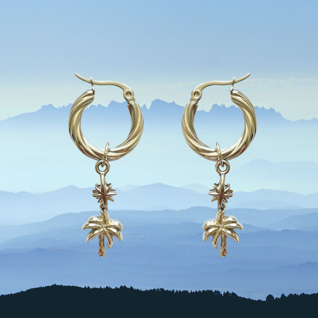 Bilbao Twisted Hoop Earrings with Palm Charm