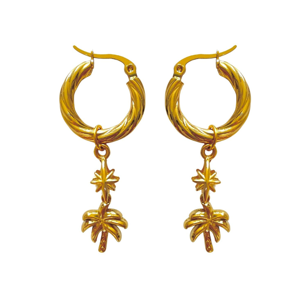 Bilbao Twisted Hoop Earrings with Palm Charm