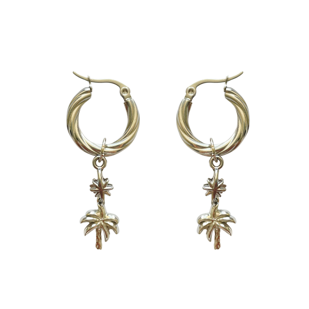 Bilbao Twisted Hoop Earrings with Palm Charm