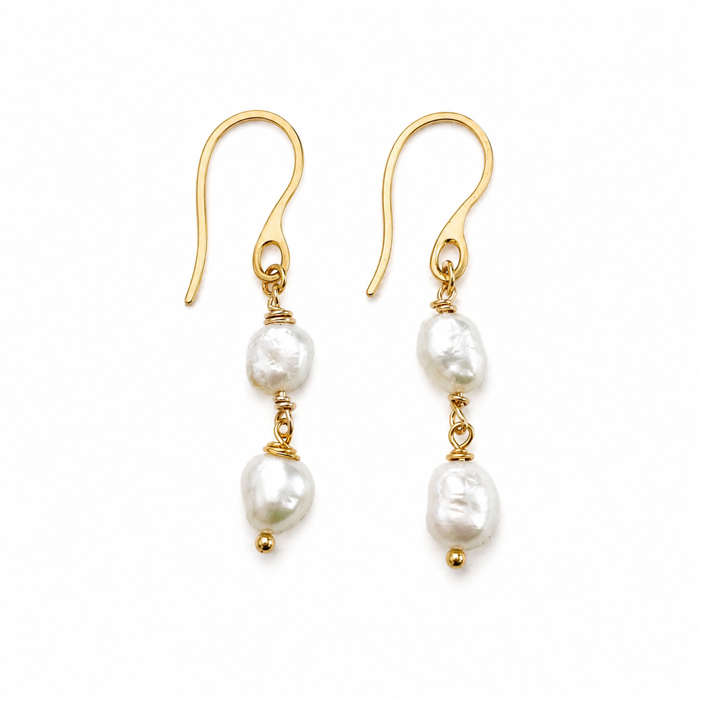 Nebraska Double Baroque Pearl Drop Earrings
