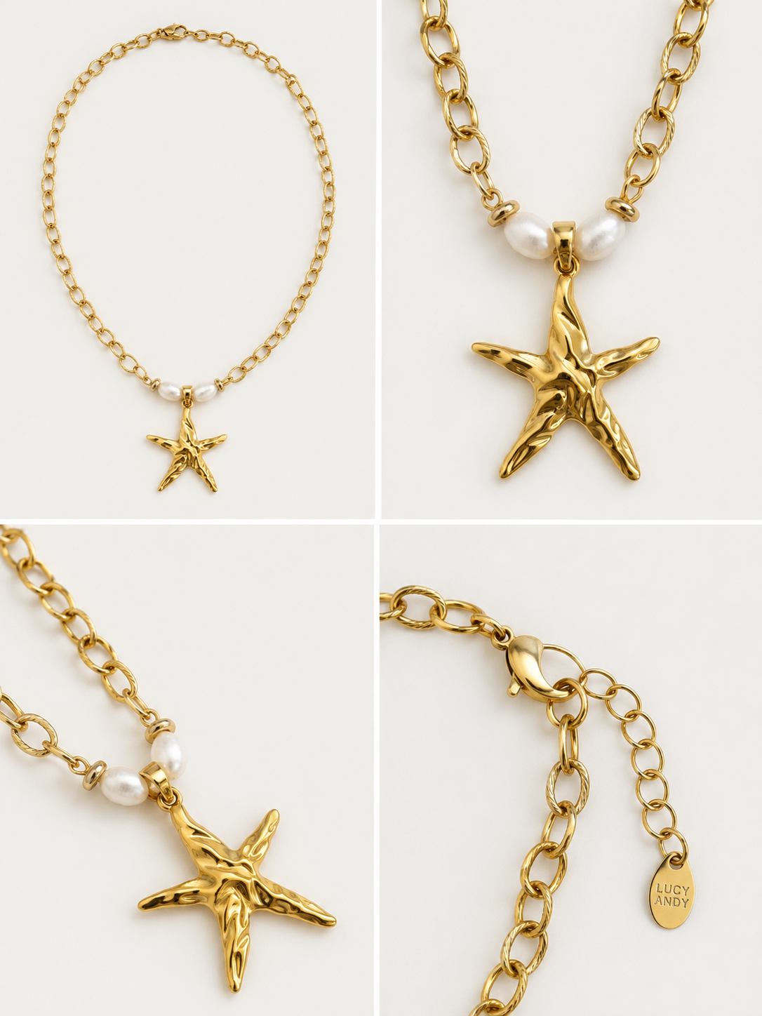 Stella Starfish & Pearl Link Necklace