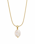 Selene Snake Chain Pearl Pendant Necklace