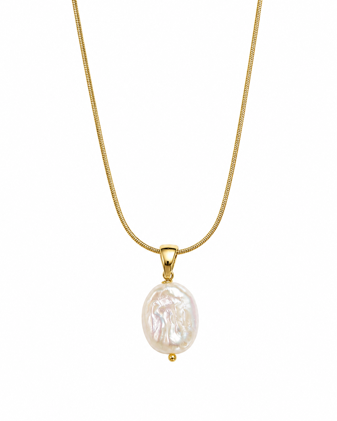 Selene Snake Chain Pearl Pendant Necklace