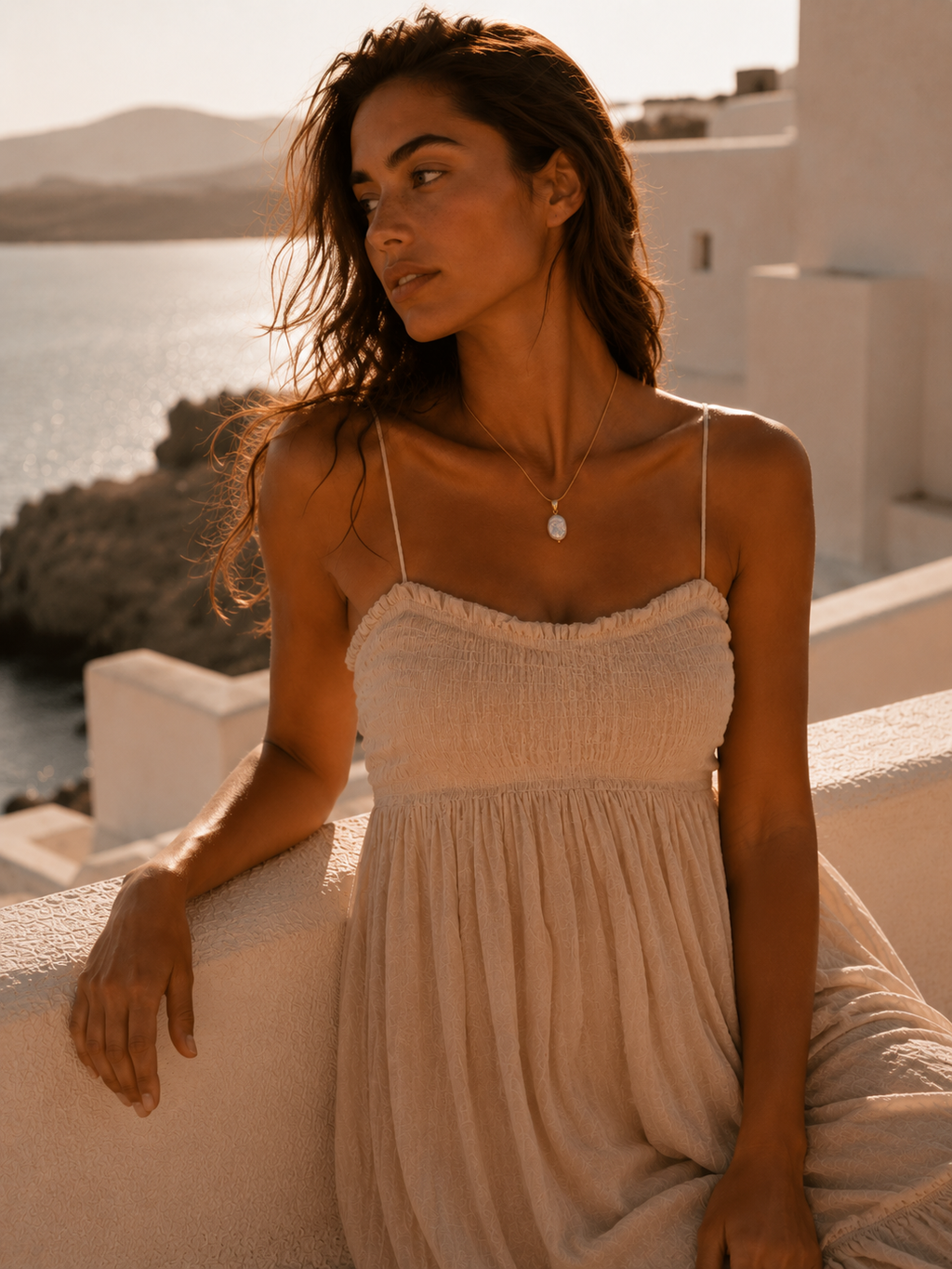 Selene Snake Chain Pearl Pendant Necklace