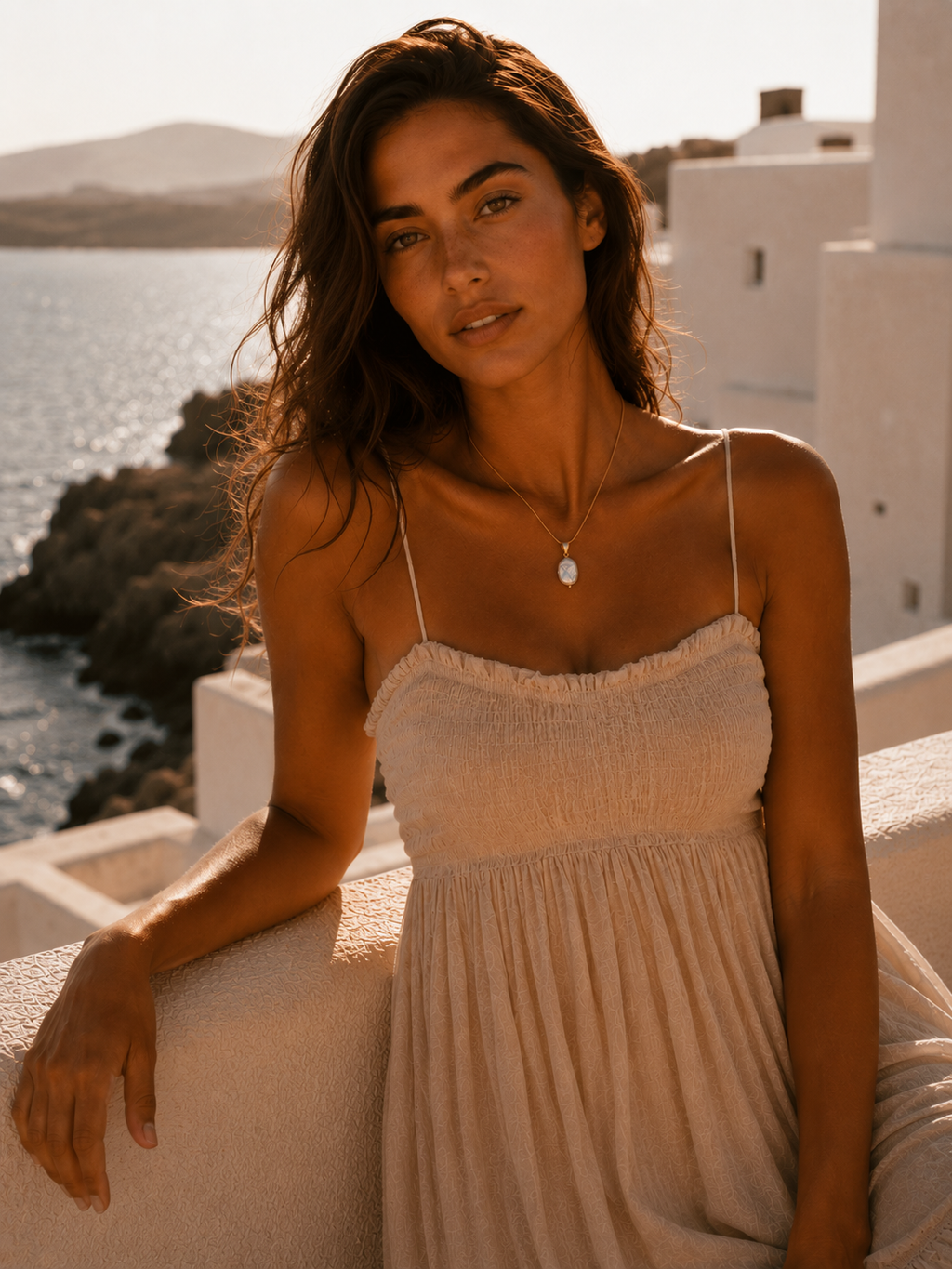 Selene Snake Chain Pearl Pendant Necklace