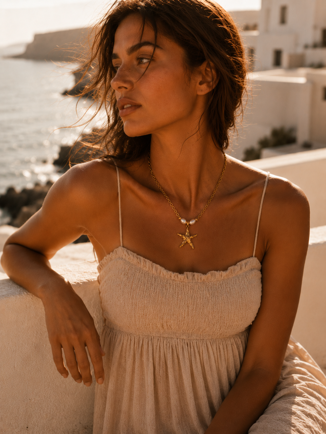 Stella Starfish & Pearl Link Necklace