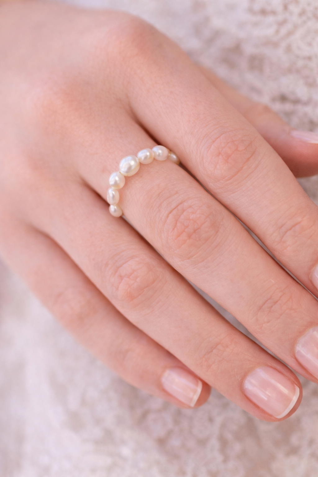 Pearl Bar Bridal Ring