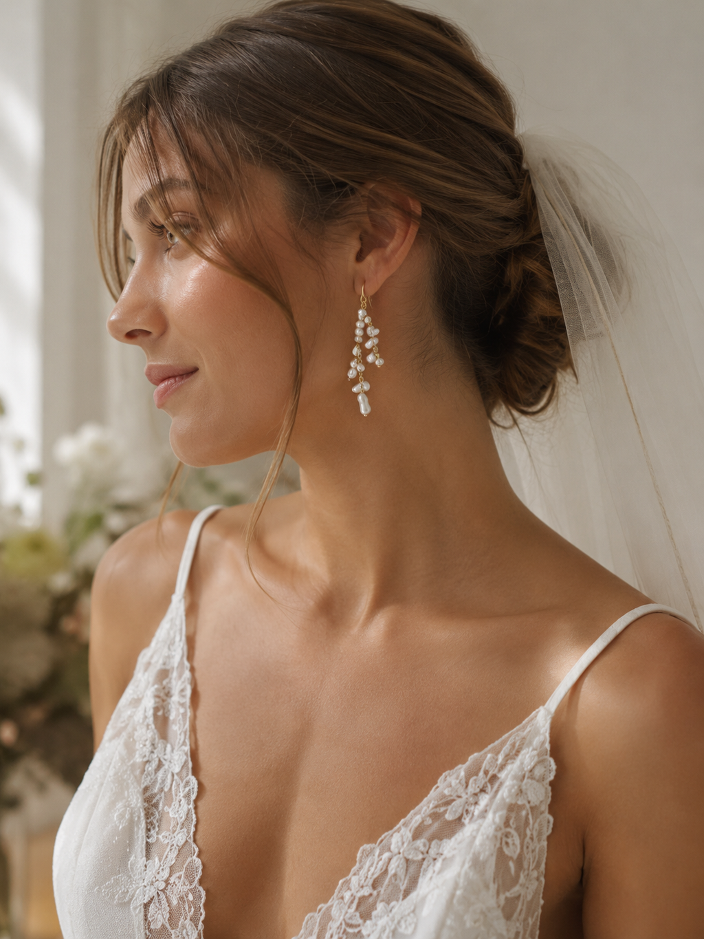 Celeste Pearl Cascade Drop Earrings