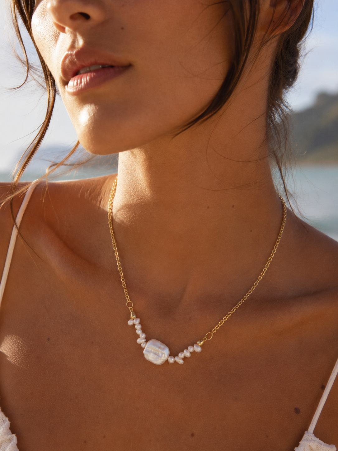 Danubio Large Baroque Square Pearl Necklace