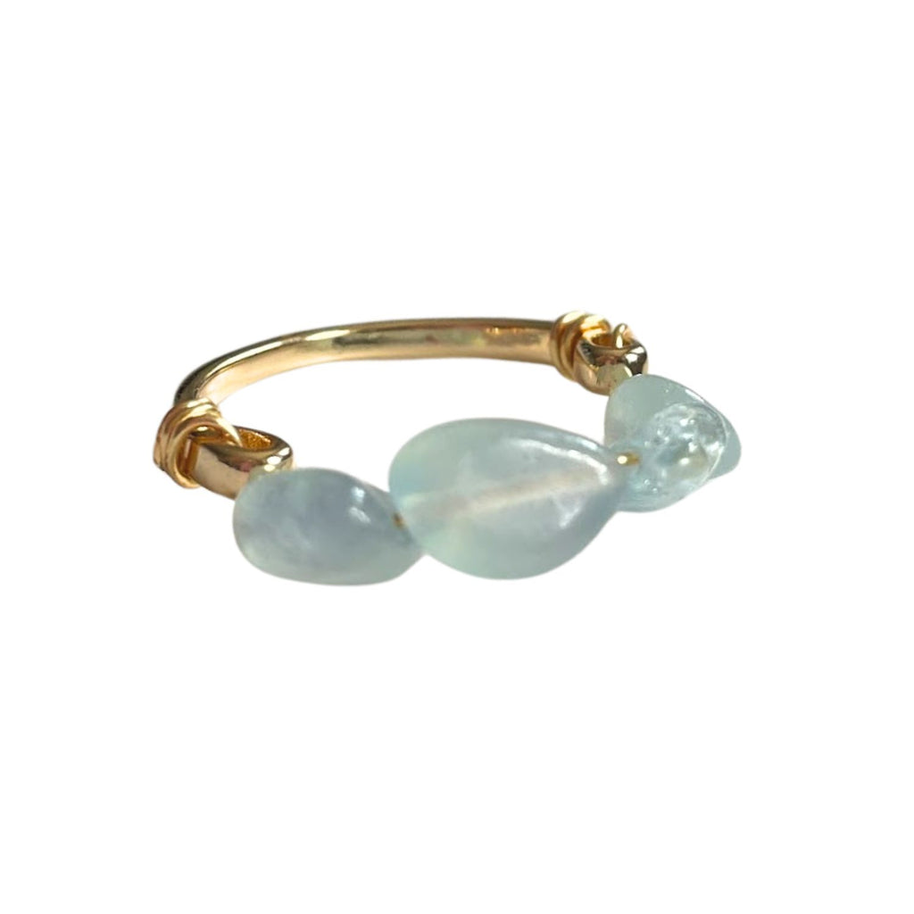 Handmade Gold or Silver-Plated Ring with Aquamarine Beads-Statement rings