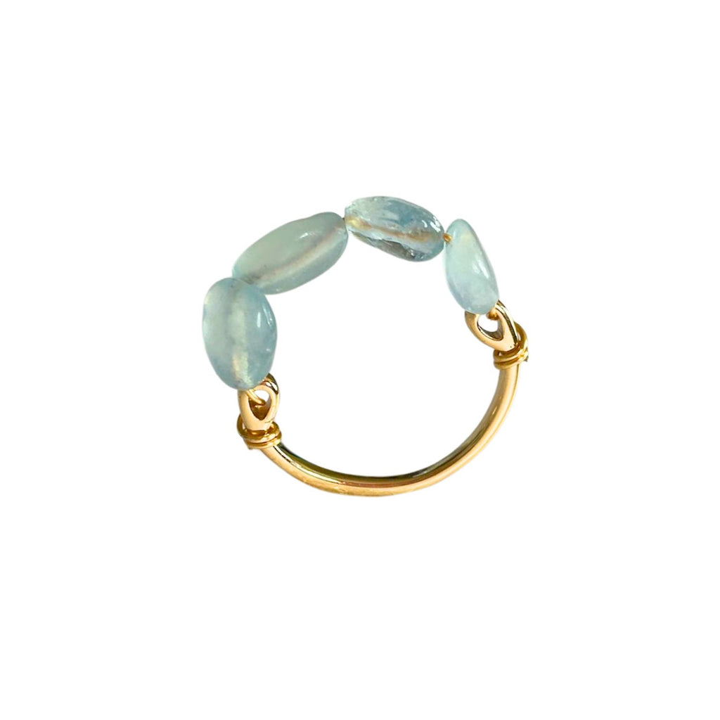 Handmade Gold or Silver-Plated Ring with Aquamarine Beads-Statement rings