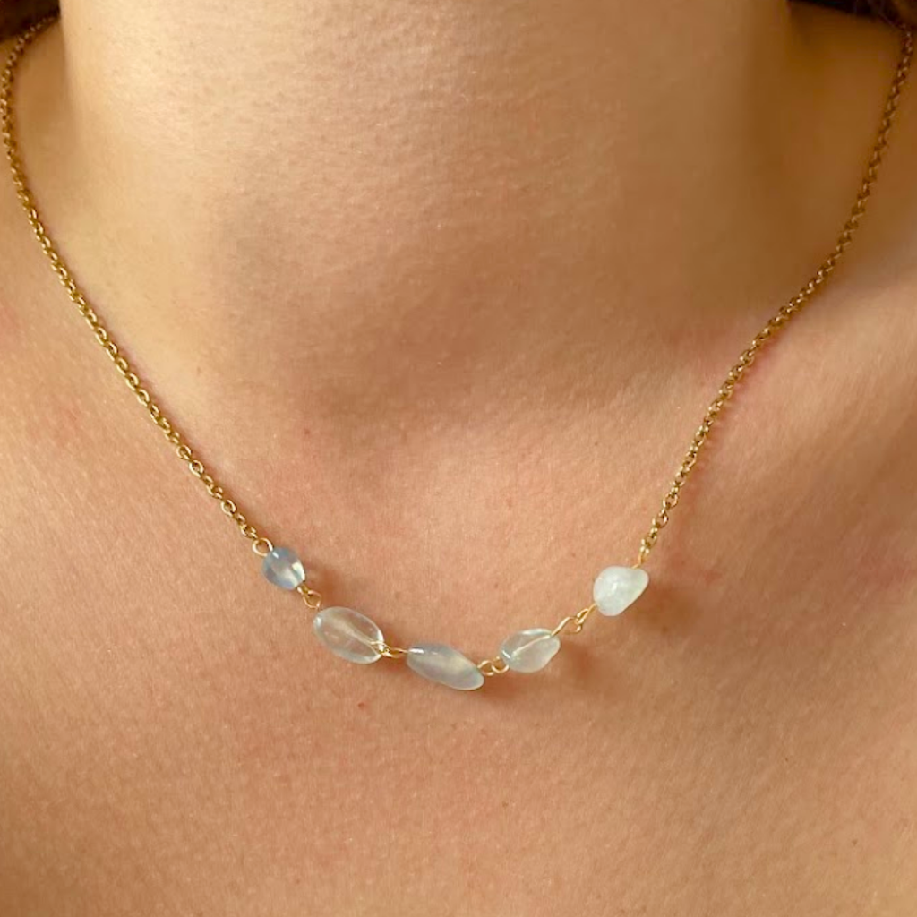 Aqua Marine Necklace – 18ct Gold-Plated with Baroque Aquamarine
