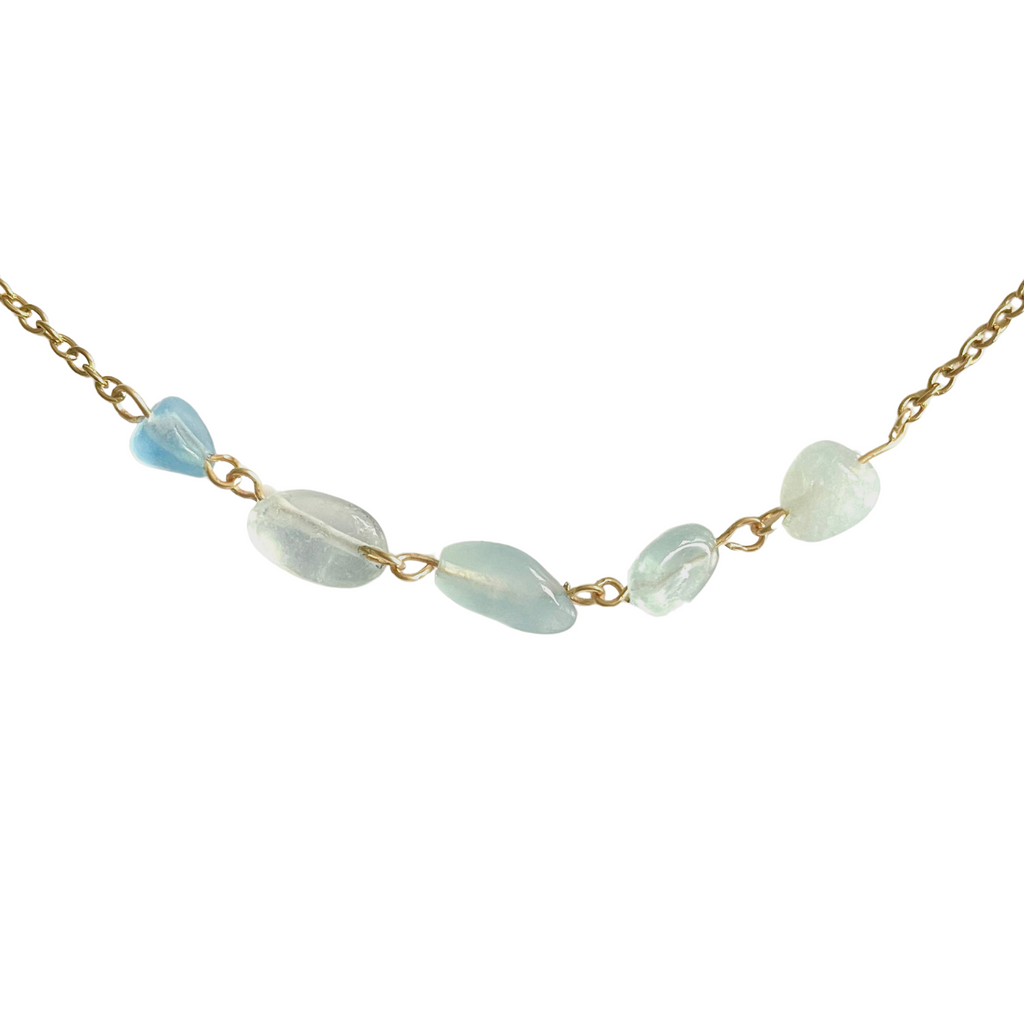 Aqua Marine Necklace – 18ct Gold-Plated with Baroque Aquamarine