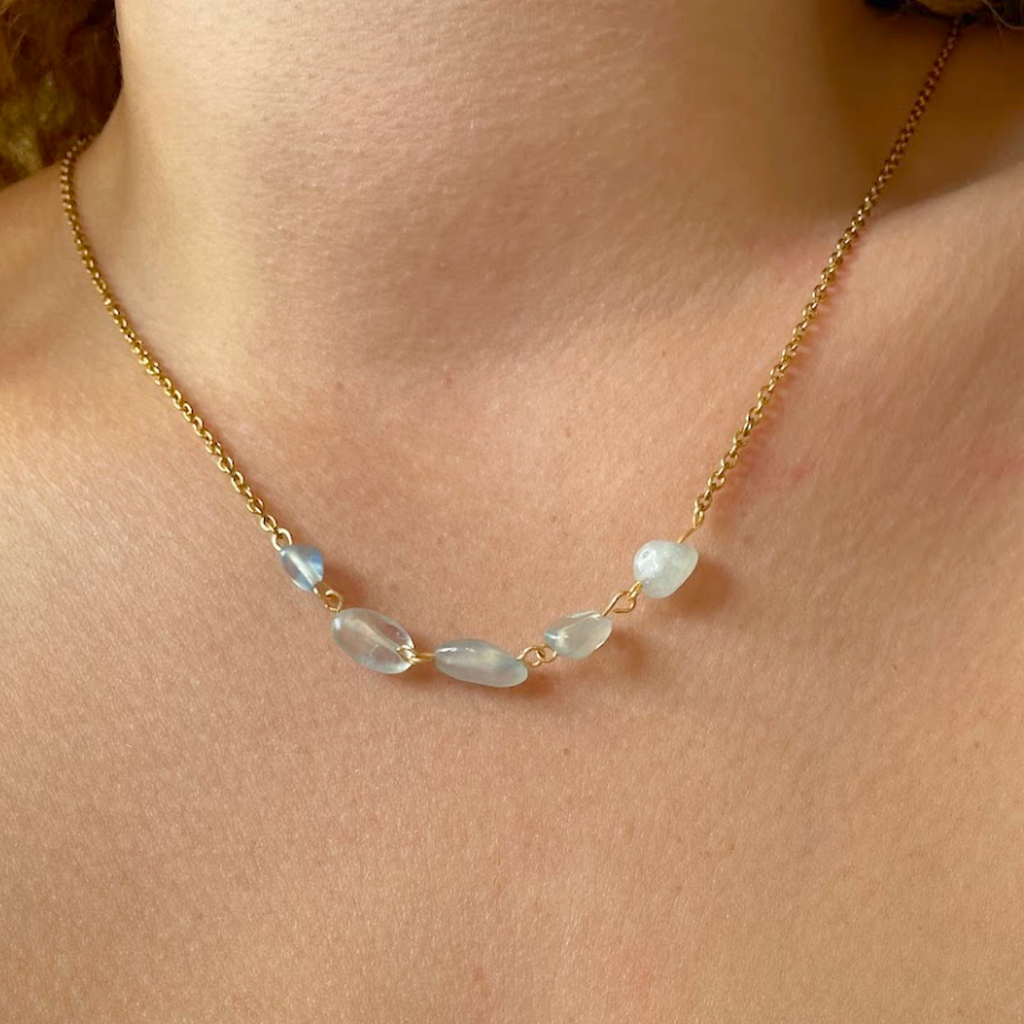 Aqua Marine Necklace – 18ct Gold-Plated with Baroque Aquamarine