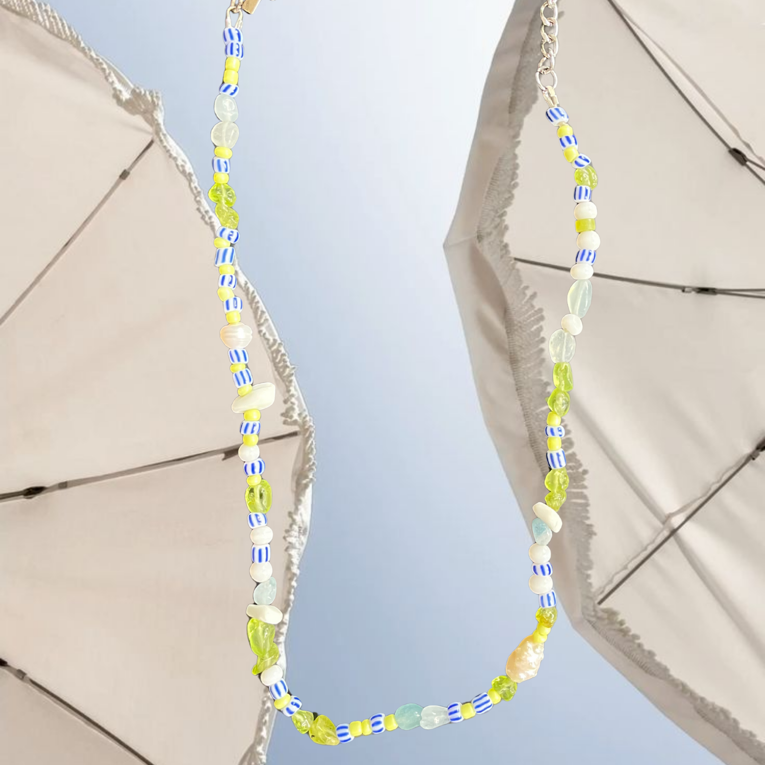 Edén – Colourful Gemstone & Pearl Beaded Necklace (Silver or Gold)